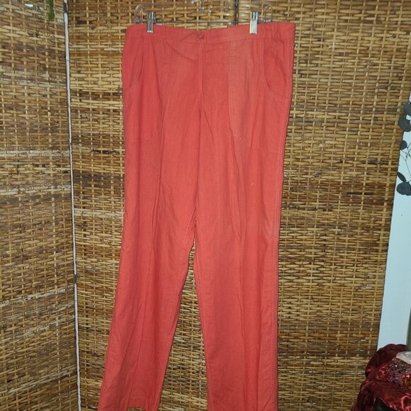 SANTA CRUZ Women's Cotton Pants Wide Leg VTG Large Pockets Sz L Coral Red - Picture 2 of 8